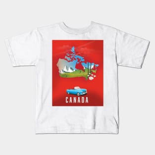 Canada Travel Map Kids T-Shirt